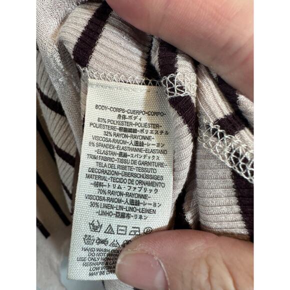 We the Free Size S Striped Tee Peplum Top Oversized Layered Long Sleeve D55 - Picture 4 of 7